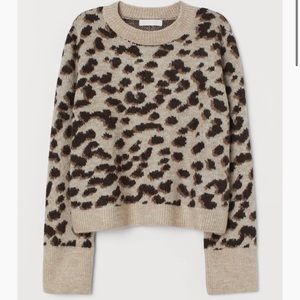 H&M Light beige/leopard print Jacquard-knit Sweater